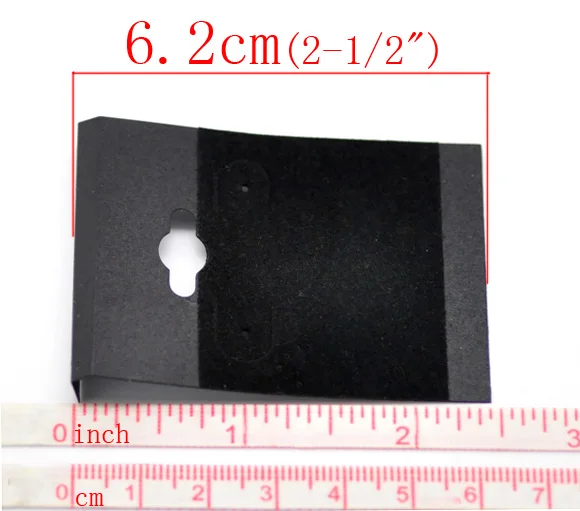 DoreenBeads 50PCs Black Ear Hooks Earring Plastic Display Cards Cardboard Square Card with Elbow Hook Display Cards 6.2x4.5cm,