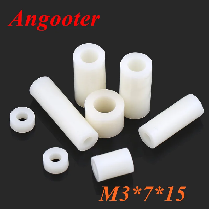 500pcs M3*7*15 m3x15 Nylon ABS Non-Threaded Standoff Spacer Round Hollow Standoff Washer ID=3mm OD=7mm PCB Board Screw Spacers