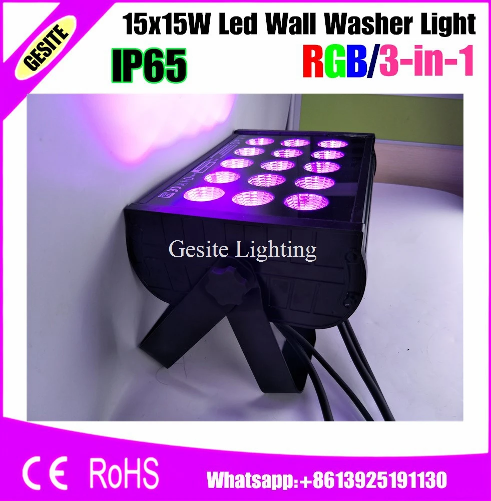 

2pcs/lot 15x15W 3IN1 Led Wall Washer Using 225W Stage Effect Light ip65