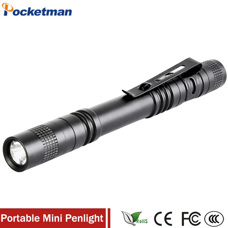 1Pcs Q5 LED Bright Mini Penlight 1000 Lumens Clip Pocket Lamp Light Ultra Slim Portable Flashlight Torch AAA