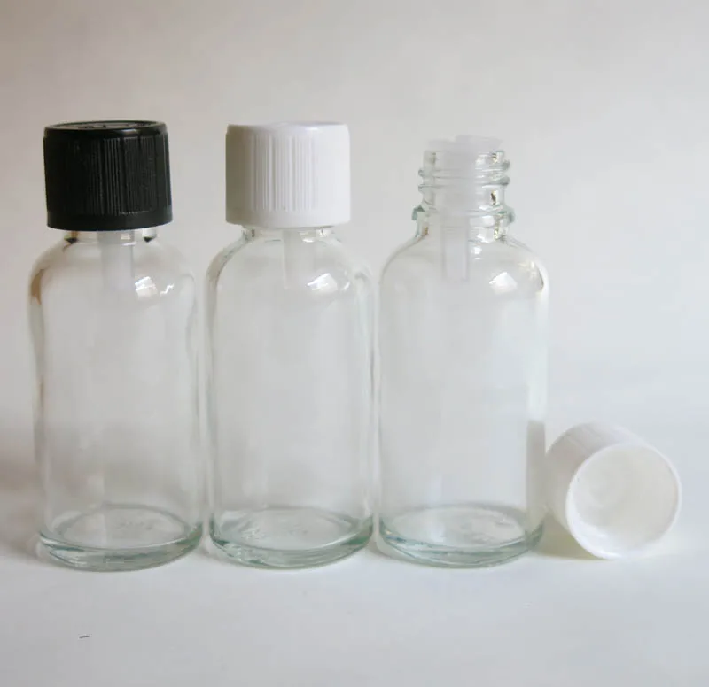 100pcs 30ml clear glass bottle with reducer dropper and tamper evident lid, screw on 1oz clear essential oil bottle wholesale