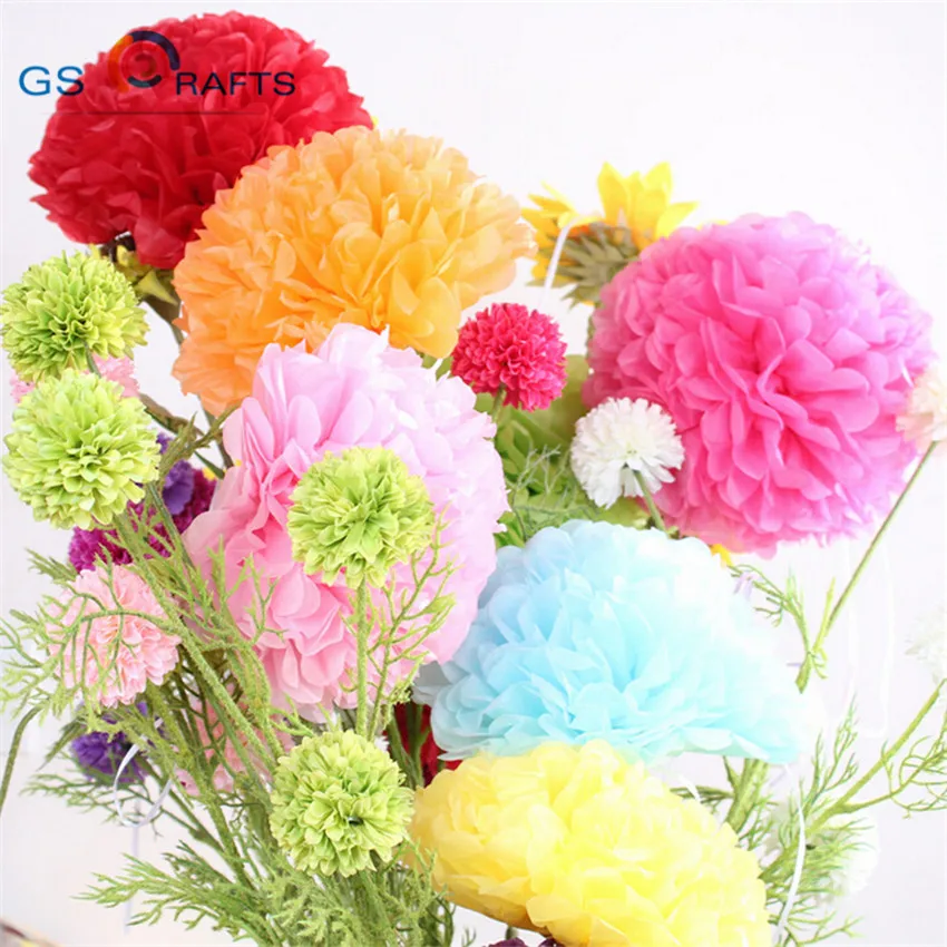 GSCRAFTS  30pcs 4,6,8 inches 10cm 15cm 20cm Tissue Paper Pom Poms Paper Flowers Ball pompom wedding Birthday Decoration Parties