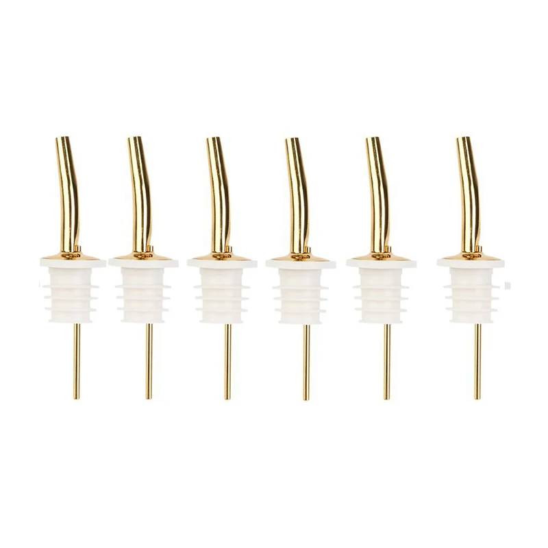 Gold Plated Wine Pourer Stopper Bottle Pourer Speed Pourer Bar Wine Accessories Set of 6