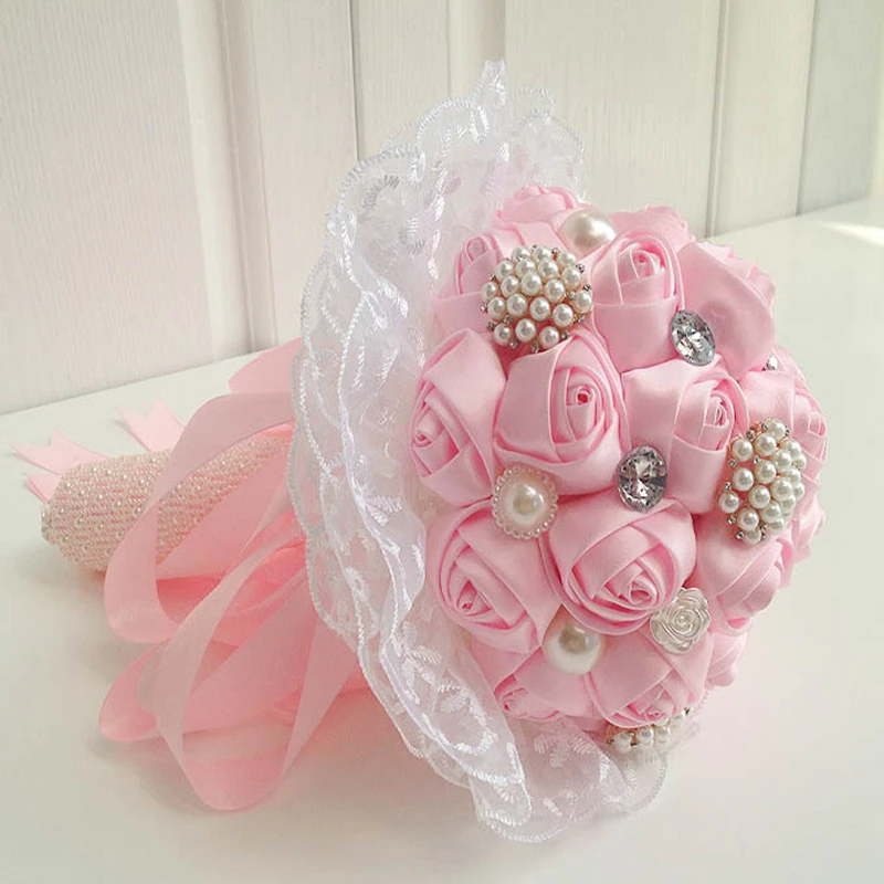 

1pc/lot Pink Wedding Bouquets Rhinestone Bridesmaid Crystal Bridal Wedding Bouquet de mariage