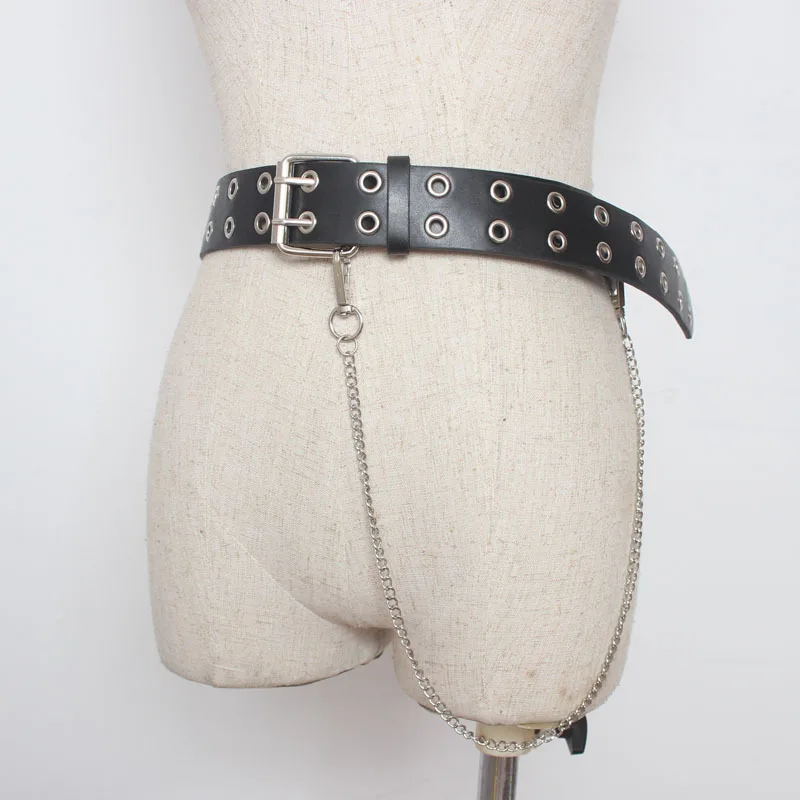 

Newest Design Detachable Waist Belt Chain Punk Hip-hop Trendy Women Belts Lady Fashion silver Pin Buckle leather Waistband Jeans