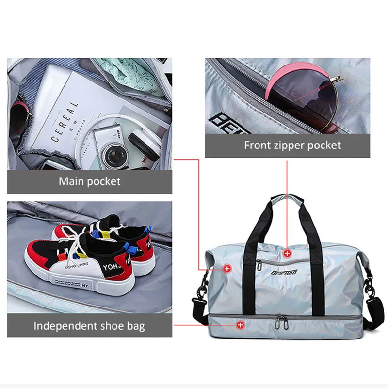 Saco de ginástica das mulheres fitness treinamento bolsa com sapatos bolso à prova dwaterproof água esportes yoga pacote viagem duffel balso sac de