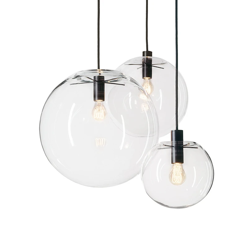 Suspension Luminaire Designer Modern Pendant Light Minimalist Loft Casual Clear Glass Livingroom Bedroom Round Ball 30cm 20cm