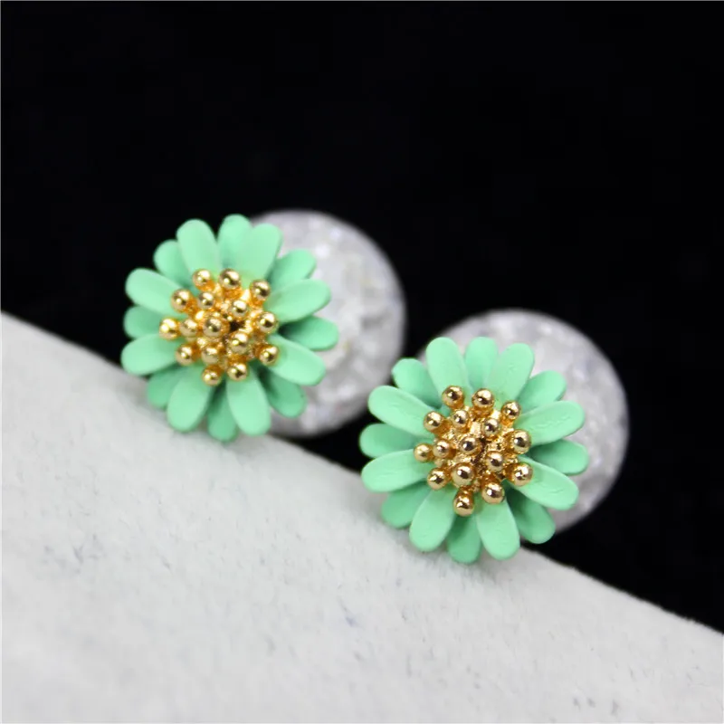 2019 new  fashion brand jewelry simple double pearl earrings for women elegant daisy flower stud earrings