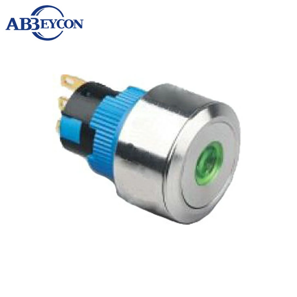 22319Z 22mm flat round button illuminated dot led push button switch IP67 stainless steel anti-vandal switch