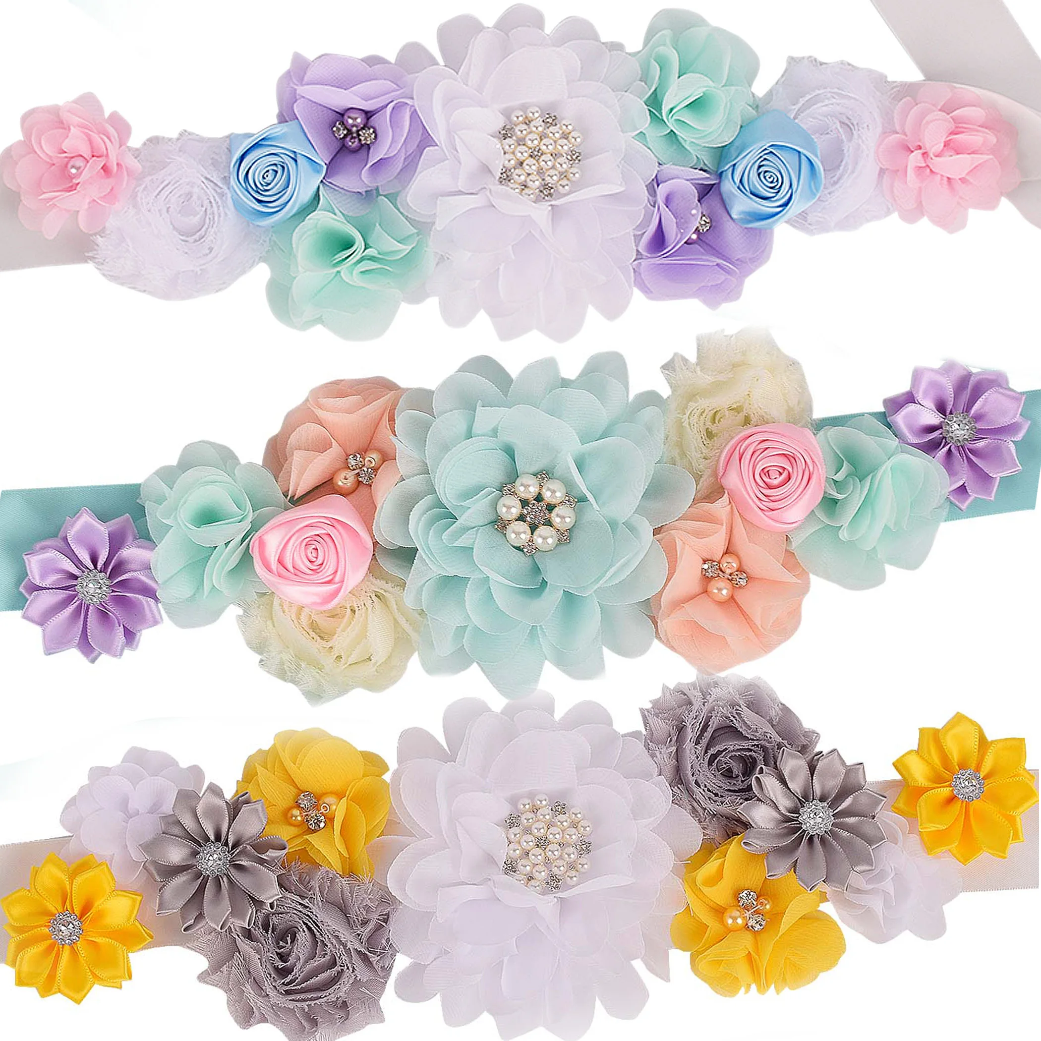 New Flower Sash Floral Maternity Sash Pregnancy Belly Belt Photo Props Gift Baby Shower Party Fancy Flower Girl Belt