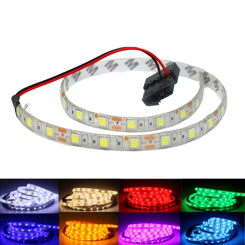 0.5m / 1m / 2m / 3m SMD 5050 Flexible LED Strip Light 12V DC 60leds/m ip20 / ip65 Waterproof PC Computer Case Adhesive Tape Lamp