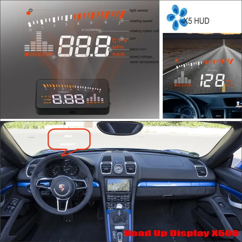 For Porsche 911/Boxster/Macan 2010-2019 Car OBD II HUD Head Up Display AUTO Driving Screen Projector Reflecting Windshield