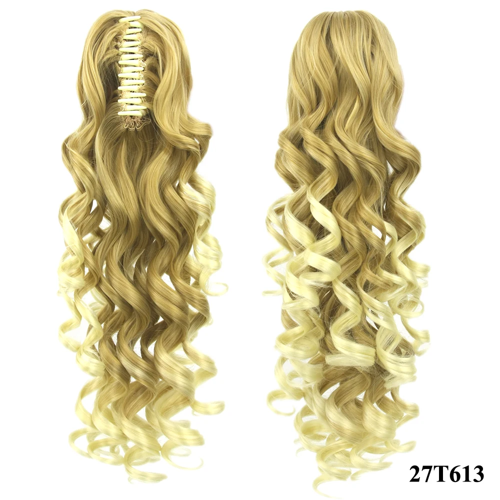 Soowee Long Wavy Synthetic Hair Clip In Hair Extensions Pieces Pony Tail Blonde Black Claw Ponytail Hair on Hairpins Headwear