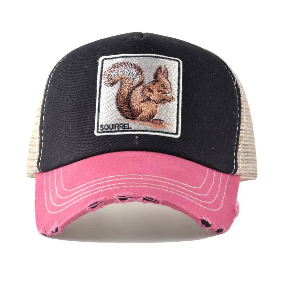 Summer Breathable Mesh Casquette Squirrel Embroidery Patch Baseball Caps Men Women Snapback Drake Bone Masculino Trucker Cap