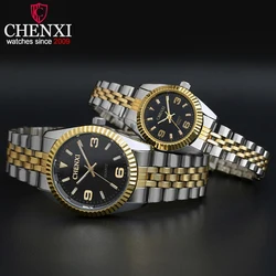 CHENXI, reloj de marca superior, relojes de cuarzo para mujer y hombre, relojes de pulsera de cuarzo a la moda con esfera Simple para amantes, relojes de pulsera de ocio, reloj femenino