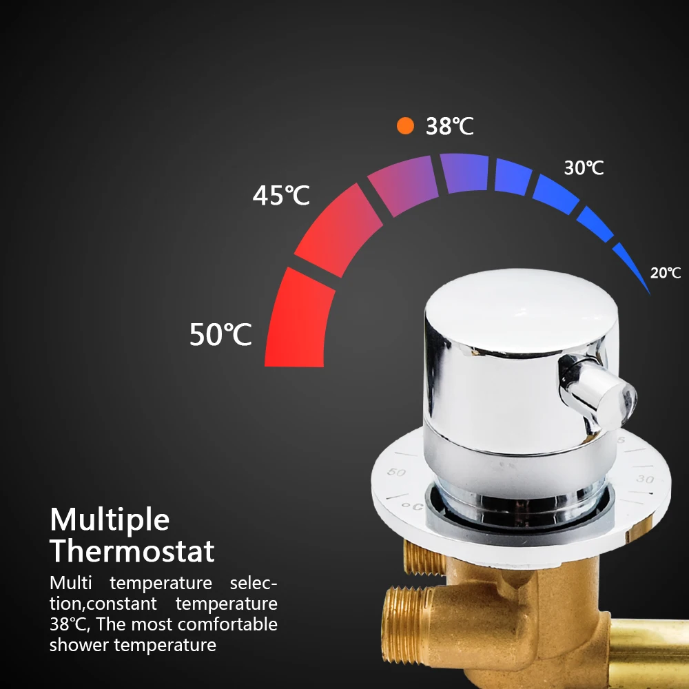 Thermostatic Shower Faucets 2/3/4 Outlet 10cm /12.5cm Intubation Brass Mixing Valve Tap Temperature Mixer Control Bathroom