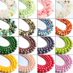 Natural Stone Jades Chalcedony Beads Round Smooth Loose Spacer Beads For Jewelry Making DIY Bracelet Necklace 15