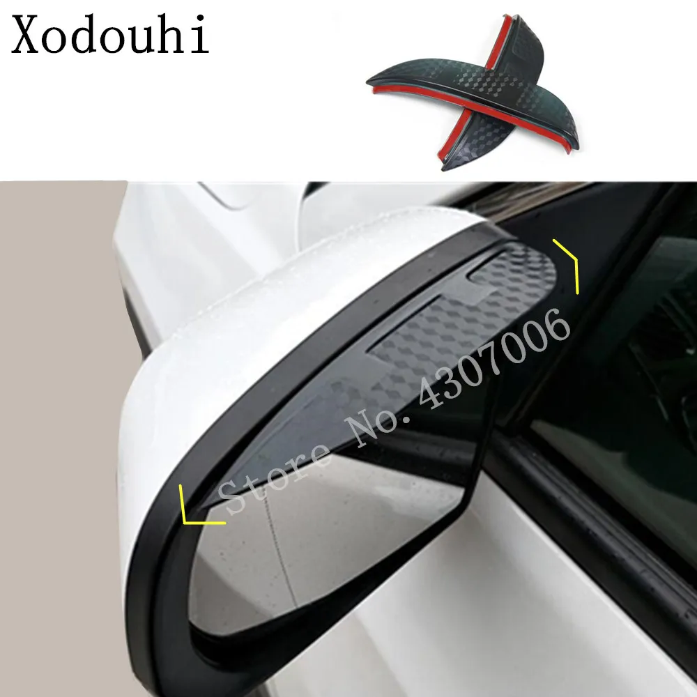 Car Eyebrow Rear Rearview Side Glass Mirror Trim Frame Rain Sun Visor Lamp Stick 2pcs For Honda Fit Jazz 2014 2015 2016