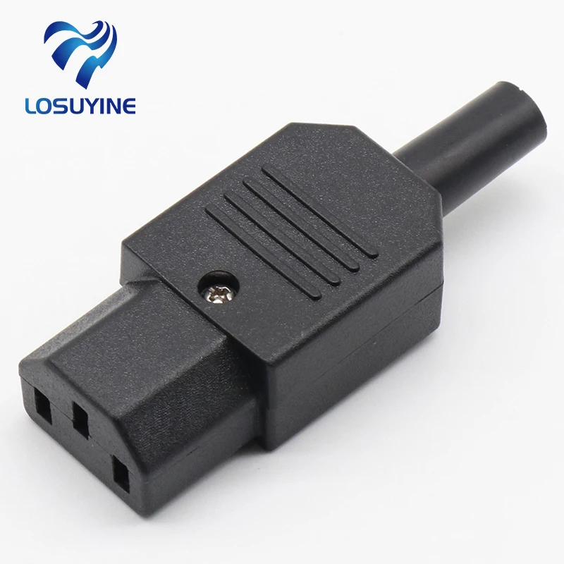 10 pcs 2017New Wholesale Price Black IEC 320 C13 Female Plug Rewirable Power Connector 3pin Socket 10A /250V