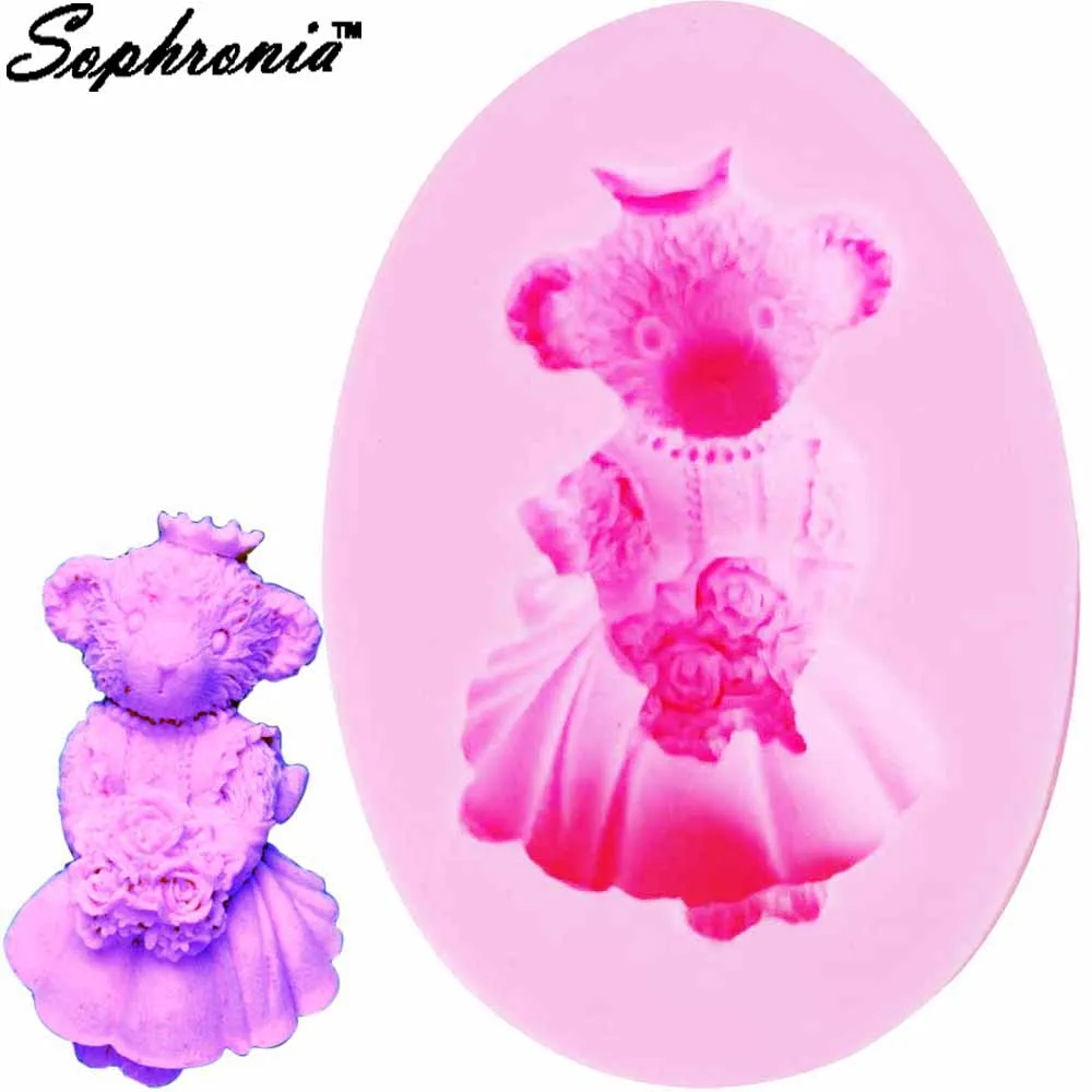 Moldes de silicona de oso de novia, manualidades para Chocolate, dulces, gelatina, repostería, hogar y cocina, accesorios para hornear, herramienta M888