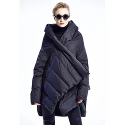 Harajuku Cloak Puffer Down Jacket Women Hooded Full Sleeve Ultra Lightweight Warm Down Coat Female Streetwear Parka Outwear New