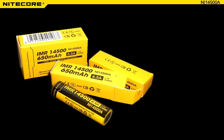 Nitecore NI14500A 650mAh 14500 Li-Ion Rechargeable IMR Battery