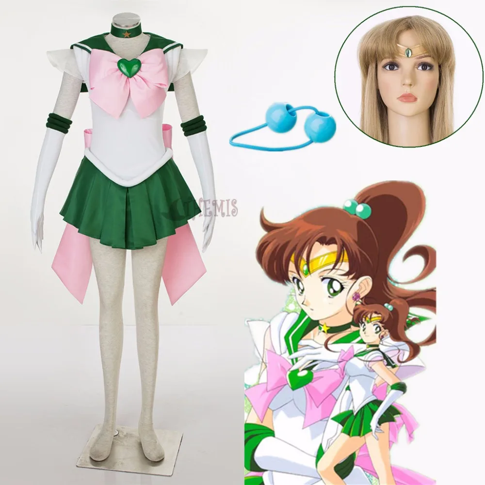 Athemis Anime Sailor Kinoes Makotoes Sailor Jupiteries Super Cosplay Kostium Szyty na Miarę Dowolny Rozmiar Wysoka Jakość Sukienka