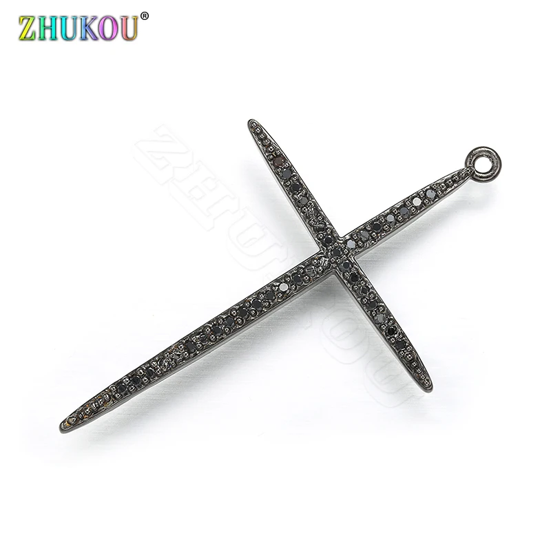 Cross Charms Korean Sweet Style Metal 30x48mm Crystal Pendant Charm for Necklace and Earrings Jewelry Accessories:VD409
