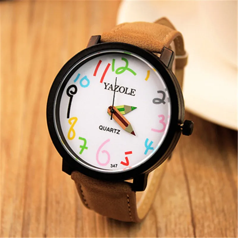 Women\'s Watches Stylish Fashion Wristwatch Creative Pencil Needle Lady Leather Clock Quartz Men Watch Gift Students Reloj Mujer