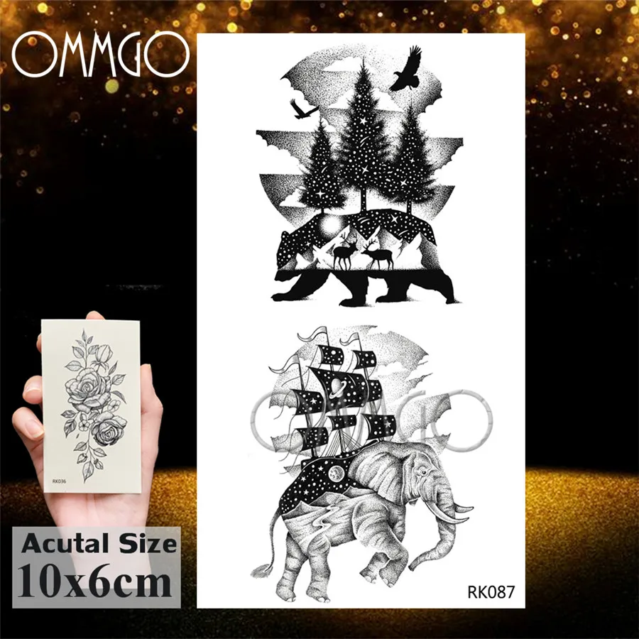 OMMGO Black Mountain Minimalista Tatuaggi Temporanei Sticker Piccolo di Modo Degli Uomini Delle Donne Del Tatuaggio di Falsificazione Custom Tatuaggi Art Braccio Impermeabile