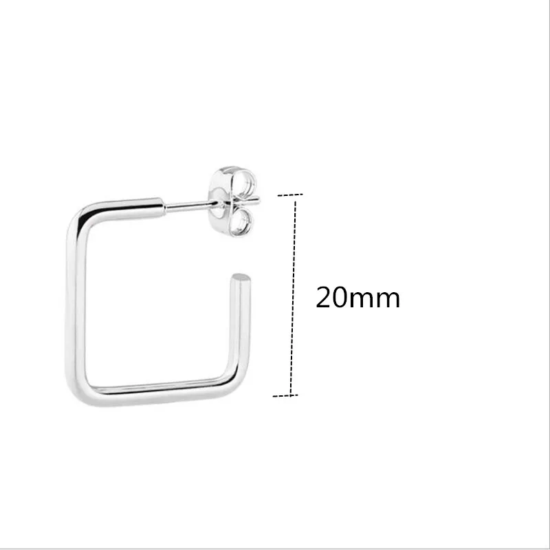 1Pair Stainless Steel Sqaure Shape Earrings Height 20mm Vacuum Plating No Fade Allergy Free