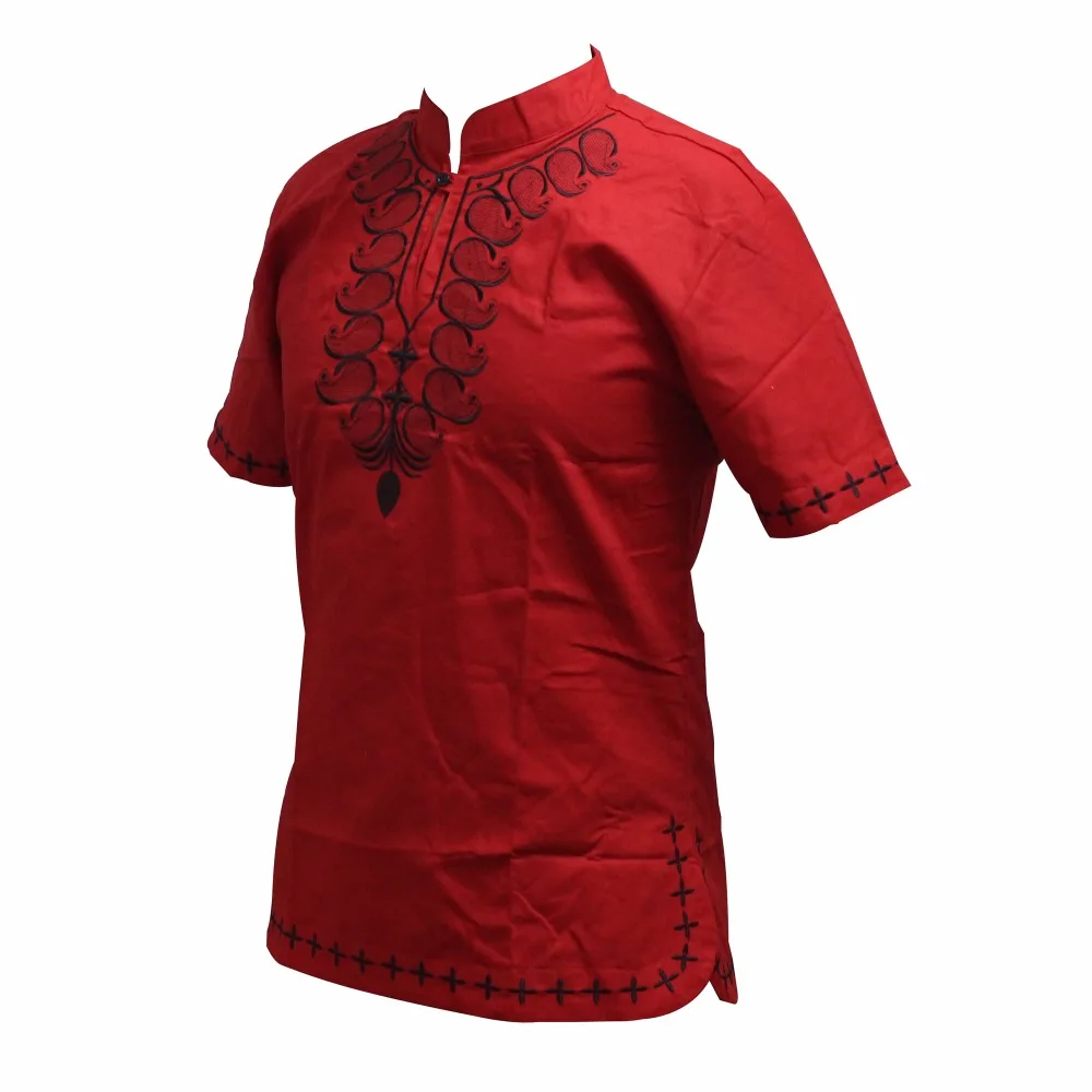 Dashikiage Unisex Cotton Pan-African Embroidered Fashion Dashiki Shirt Traditional Nigerian Native Ankara T-shirt