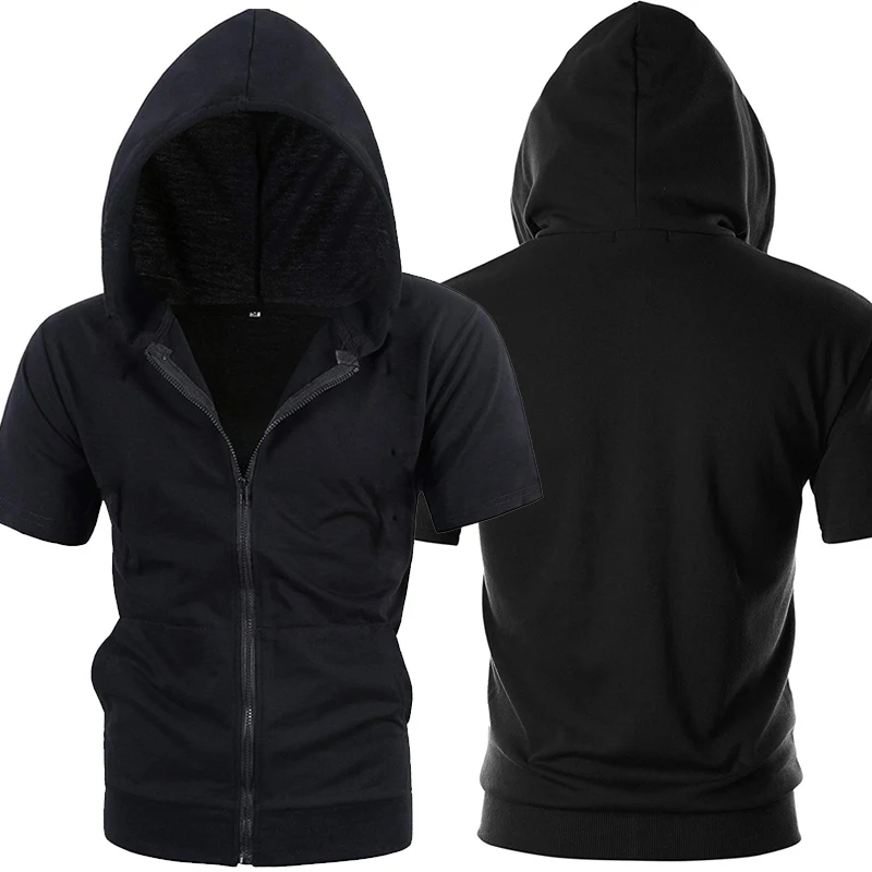 Hoodies de manga curta masculino, jaquetas casuais, fashion