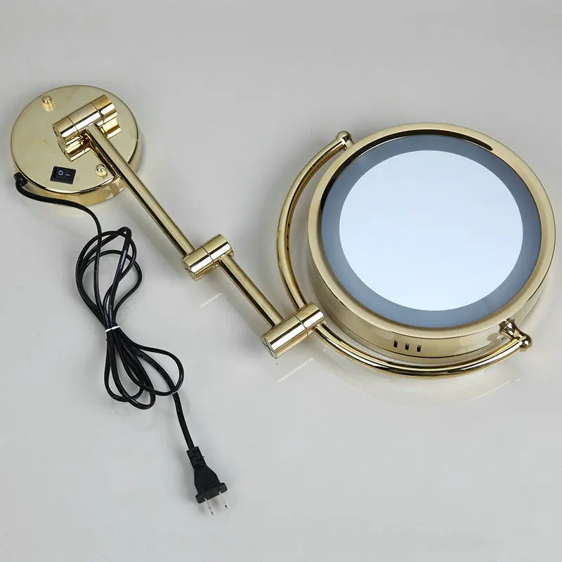 Monite Bathroom Mirrors Luxury Golden Bath Mirrors Stainless Steel Makeup Cosmetic Mirrors Wall Mounted Mirrors