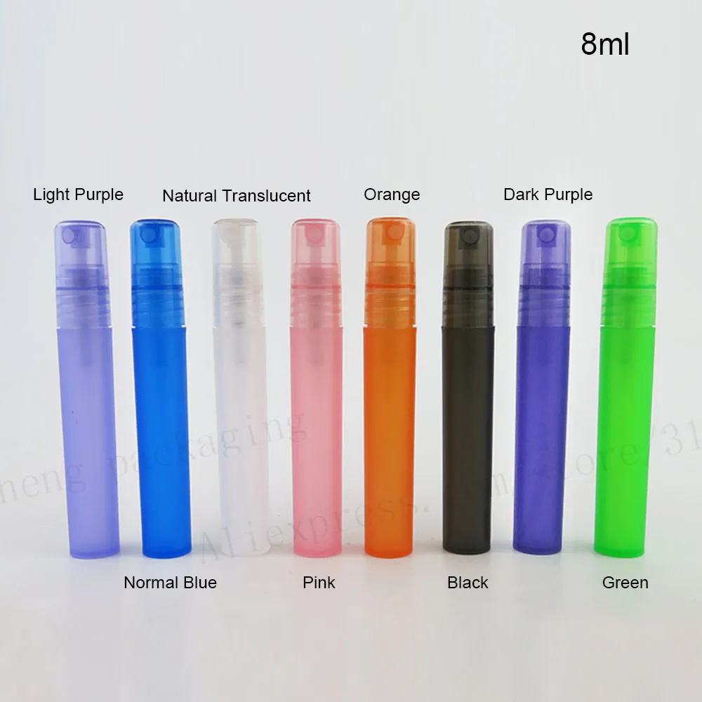 

8ml Travel Portable PP Plastic Perfume Mist Spray Bottles containers atomizer Mini refillable Cosmetic Packaging 100pcs