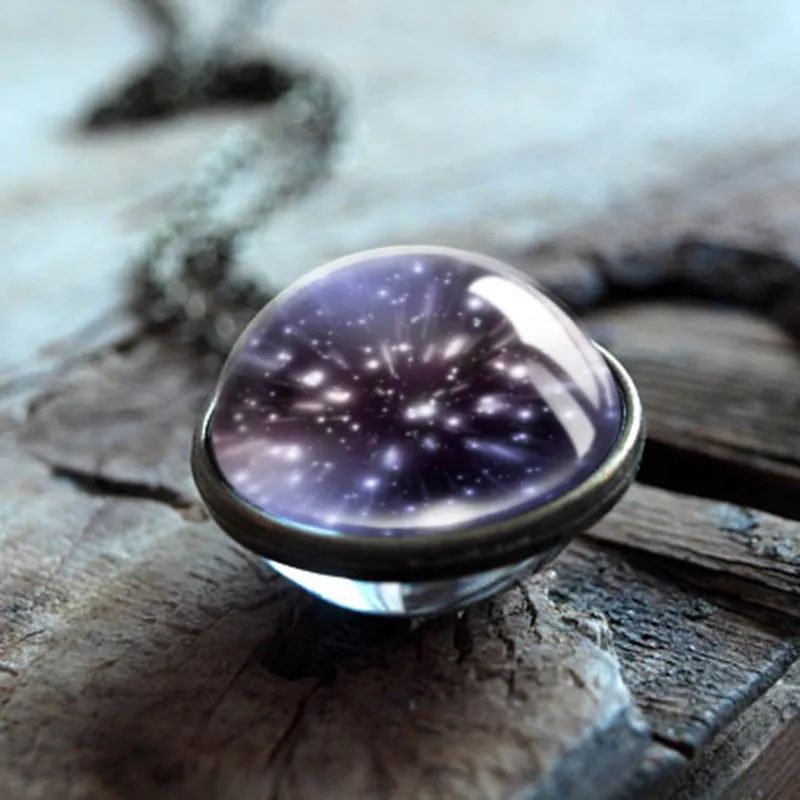 2019 New Nebula Galaxy Double Sided Pendant Necklace Universe Planet Jewelry Glass Art Picture Handmade Statement Necklace