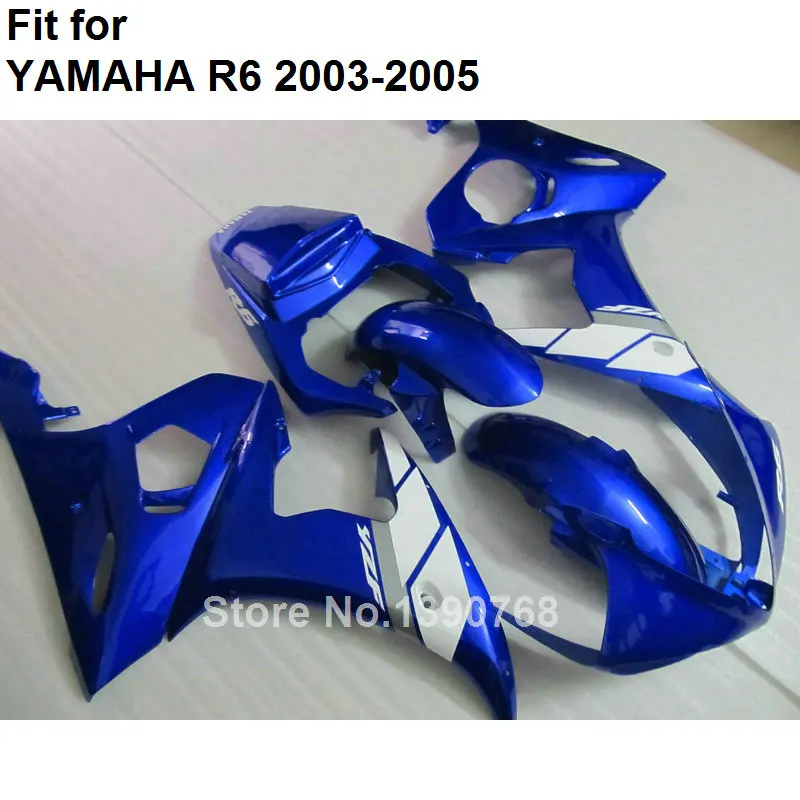 Motorcycle fairing kit for Yamaha YZF R6 2003 2004 2005 blue white body work parts fairings set YZFR6 03 04 05 BC16