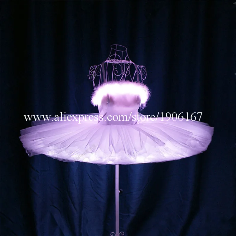 Full Color Led Luminous Party Ballet Dance Dress Programmable RGB Led Light Up Stage Performance Clothes Ballroom Skirt Wears