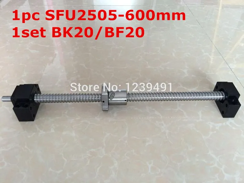 

SFU2505 - 600mm ballscrew with end machined + BK20/BF20 Support CNC parts