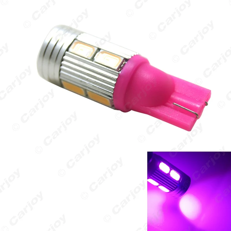 LEEWA 4pcs DC12V T10 194/168 Wedge 10-SMD 5630 Chip Car LED Light Bulb With Lens 7-Color Yellow/Red/White/Pink/lce blue #CA3044