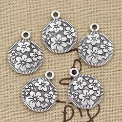 12pcs Charms Circle Flower 18x15mm Antique Making Pendant fit,Vintage Tibetan Silver color,DIY Handmade Jewelry