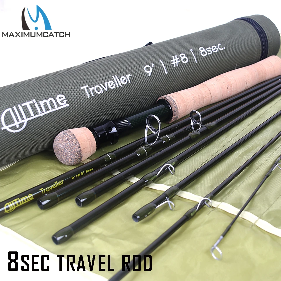 Maximumcatch Portable 8 Section Travel Fly Fishing Rod 2.7M Carbon Fiber Moderate Fast Action Fly Rod With 43cm Coudura Tube