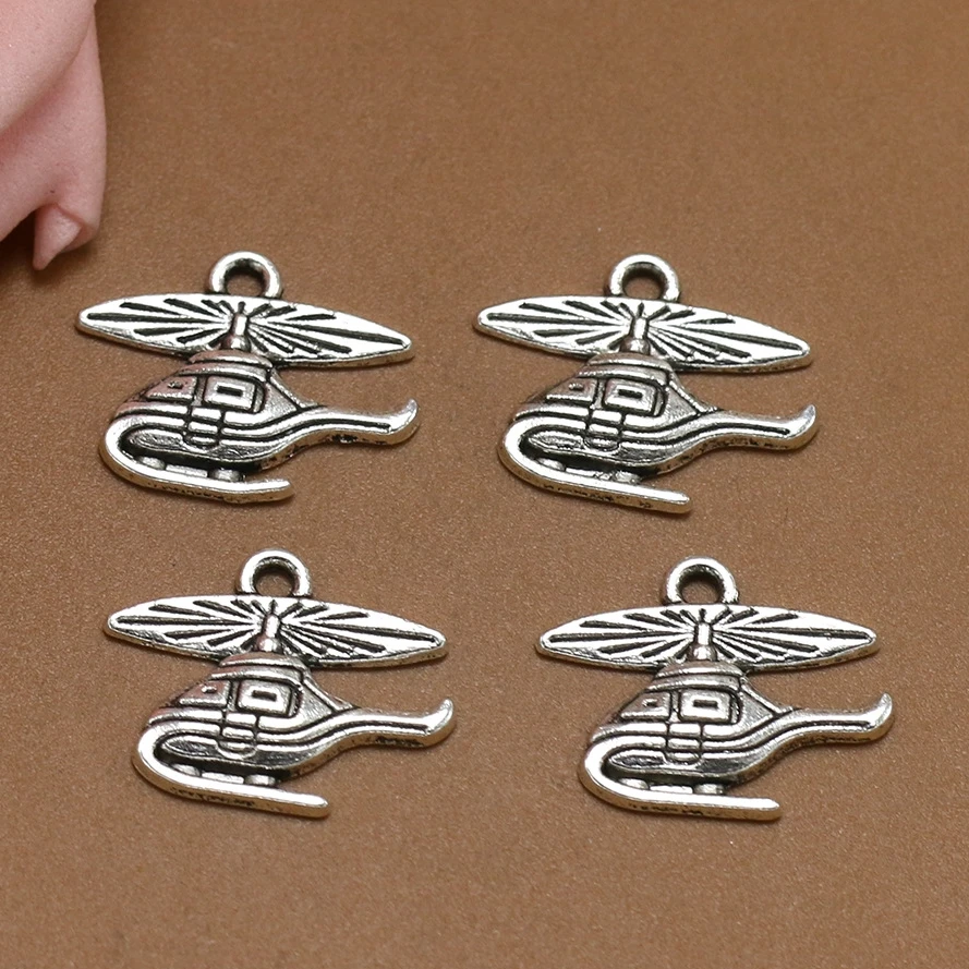 BULK 30 Zinc Alloy Military Helicopter Charms Aircraft, Airforce Plane Pendant Charm Factory Jewelry Findings 19*16mm