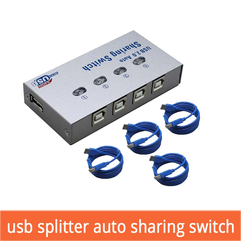 

USB Auto Switch Box 4 Into 1 Out USB2.0 Hub Splitter Multiple Computers Share One USB2.0 Device