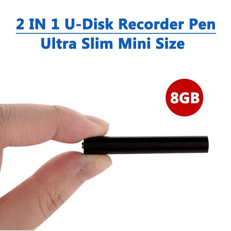 8G Super Mini Audio Voice Recorder Micro USB Flash Disk Drive Dictaphone Digital Small Secret Sound Recording Pen MP3 Player