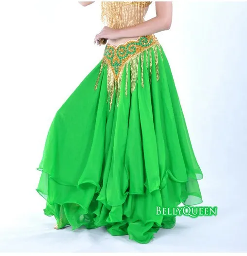 1 piece chiffon Shining Satin Long Skirt Swing Skirt dancing dress Belly Dance Costume 14 colors