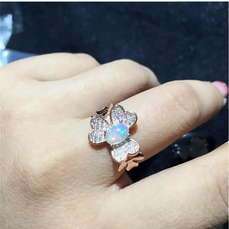 Free Shipping Fashion Ring  REAL S925 sterling silver inlaid Natural OPal  ring 5*7mm