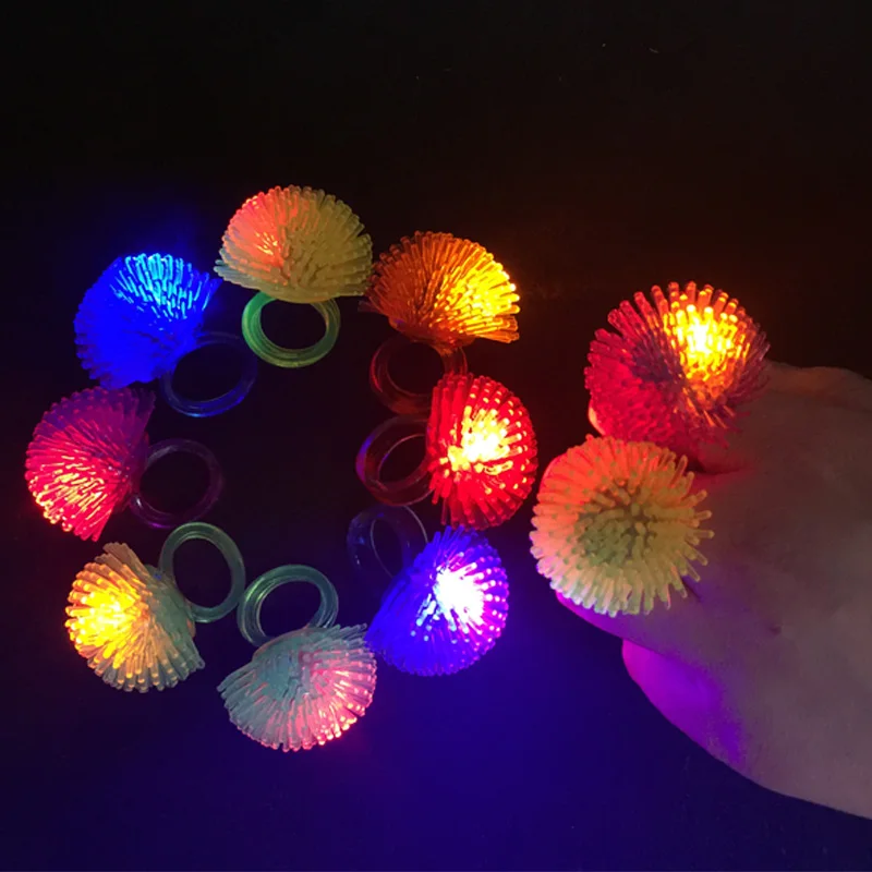 50PCS Party Decoration Led Finger Ring Flashing Novelty For Party Glowing In The Dark Light Up Toy Mix Colors Lights Accessories