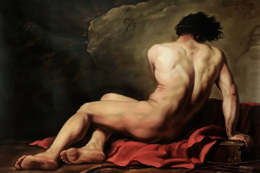 Classical Portrait Oil Painting on Canvas Male Nude Wall Art Home Decor Patroclus, 1780 by Jacques Louis David Hand Painted