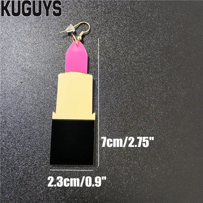 KUGUYS Fashion Jewelry Sets Acrylic HipHop Large Pendant Necklace For Women Lipstick Long Earrings